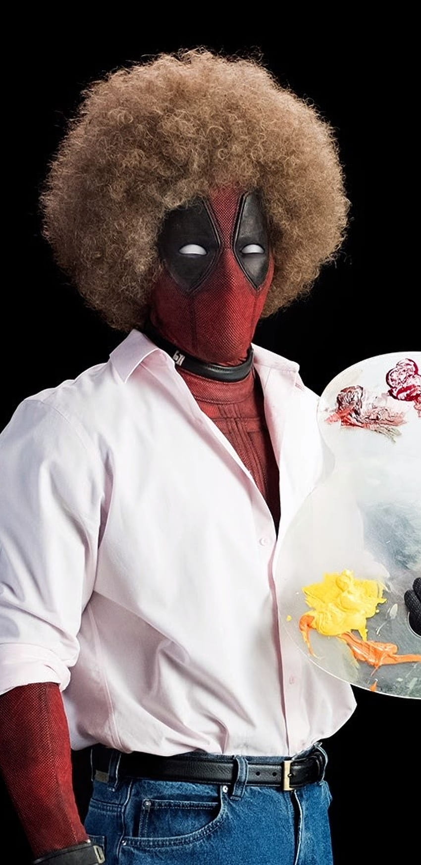 Deadpool 2 Ryan Reynolds As Bob Ross Painting In Afro Hair Samsung Galaxy Note 9, 8, S9, S8, SQ , Movies , , and Background, Ryan Reynolds Funny HD phone wallpaper