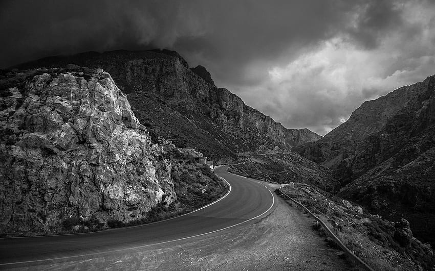 Nature, Mountains, Road, Bw, Chb, Serpentine HD wallpaper
