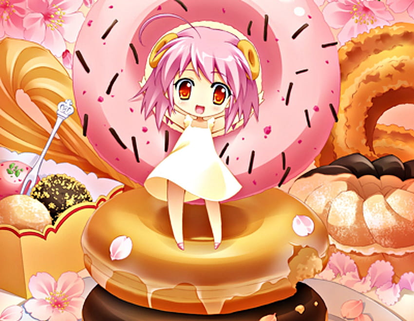 Donut sweets girl, donuts, girl, sweets, donut HD wallpaper
