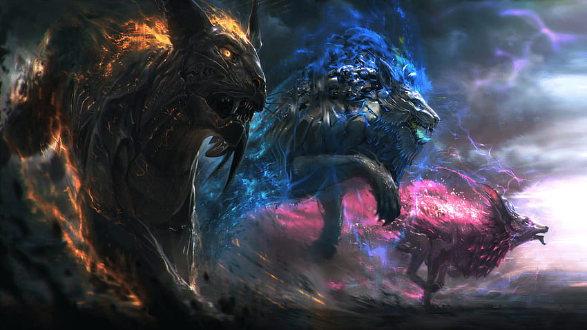 Tiger And Lion , Wolf and Lion HD wallpaper
