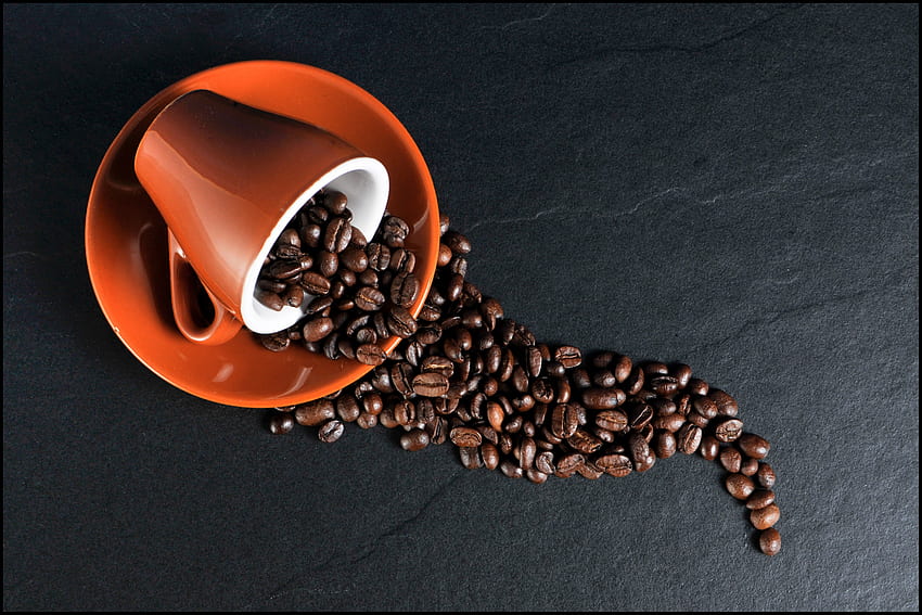 Kaffeebohnen, Tasse HD-Hintergrundbild