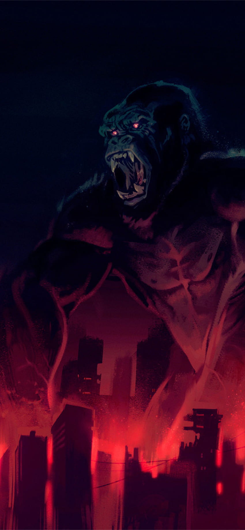 Grafika King Kong kontra Godzilla iPhone XS MAX, artysta, i tło, 3D King Kong Tapeta na telefon HD