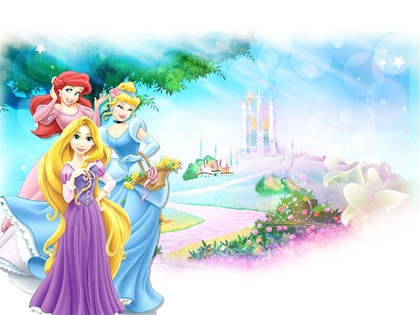 Принцеса Ариел, принцеса Пепеляшка и принцеса Рапунцел - принцеса на Дисни HD тапет