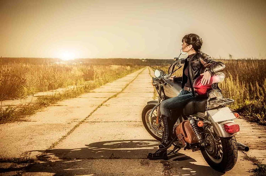 Motorcycle Background Graphics, Female Biker HD wallpaper