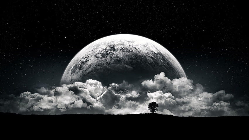 Surrealistyczny (1920×1080). Astronomi, Langit, Bulan, Surreal Black Tapeta HD
