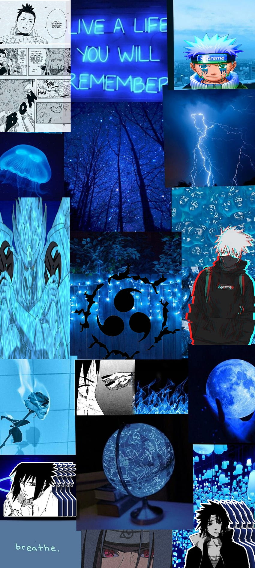 Naruto sfondo blu, sasuke, susanoo HD phone wallpaper