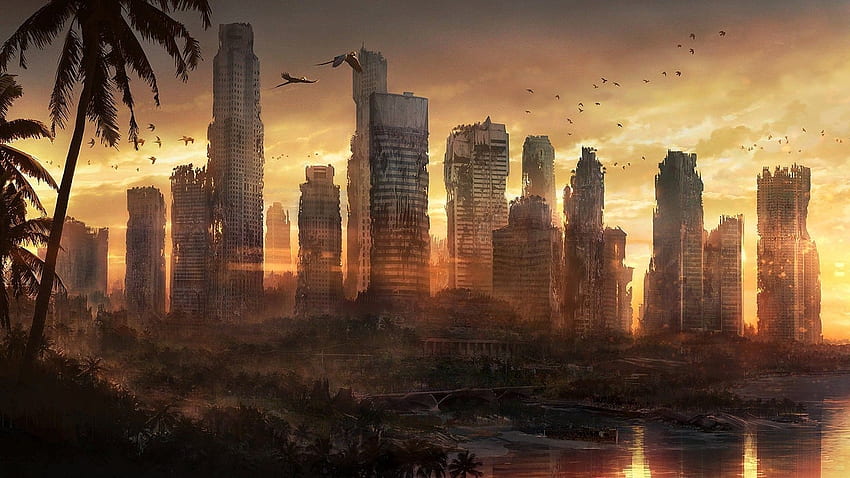 Постапокалиптичен - Постапокалиптичен градски пейзаж -, Град на зомби апокалипсис HD тапет