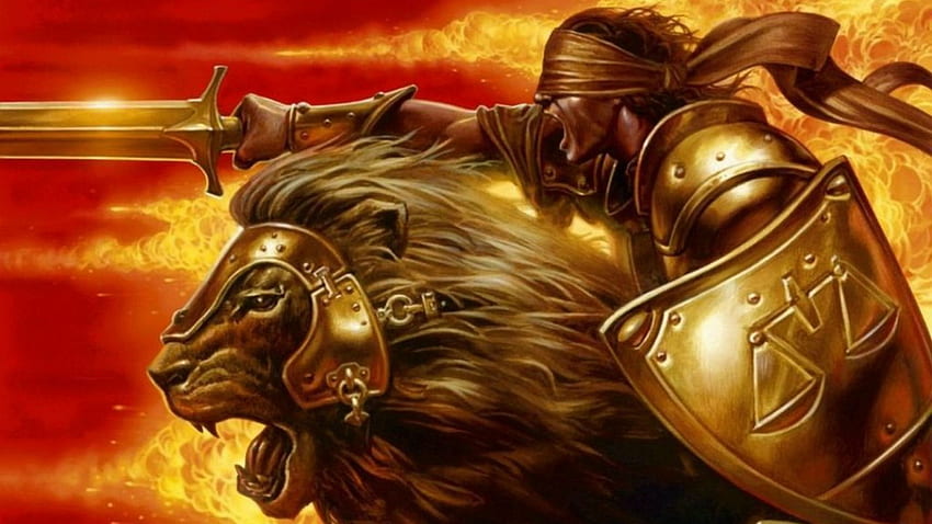 Fantasy Knight and Background, Lion Cross HD wallpaper