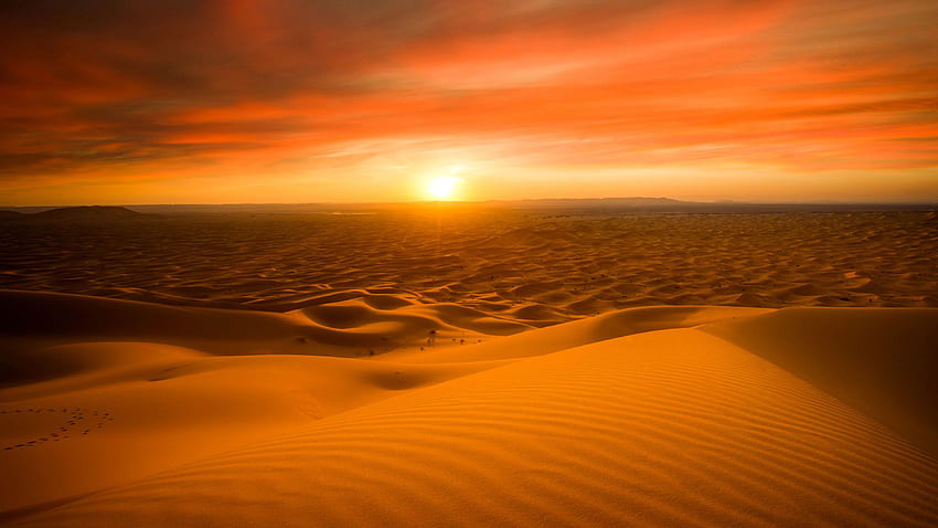 Deserto del Sahara, Dune di sabbia, Tramonto, , Natura Sfondo HD