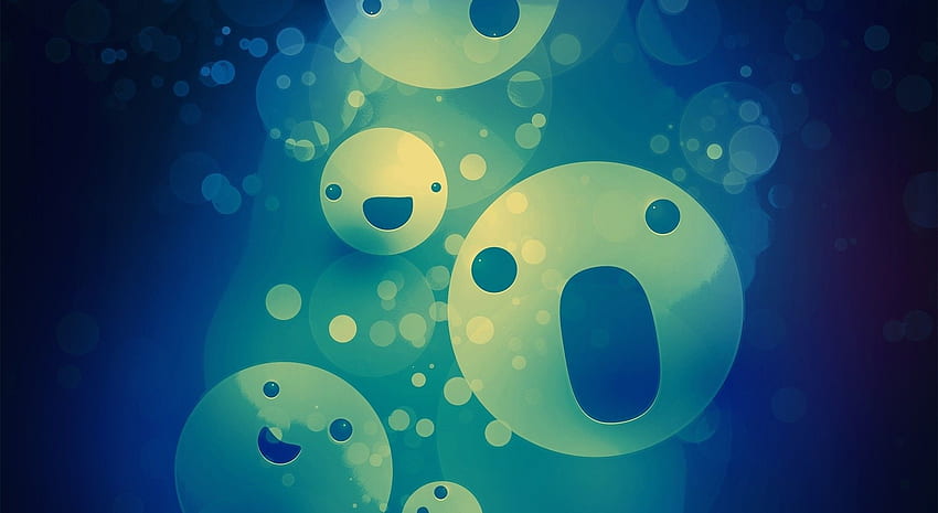 Galaktyka emotikonów, niebieski emoji Tapeta HD