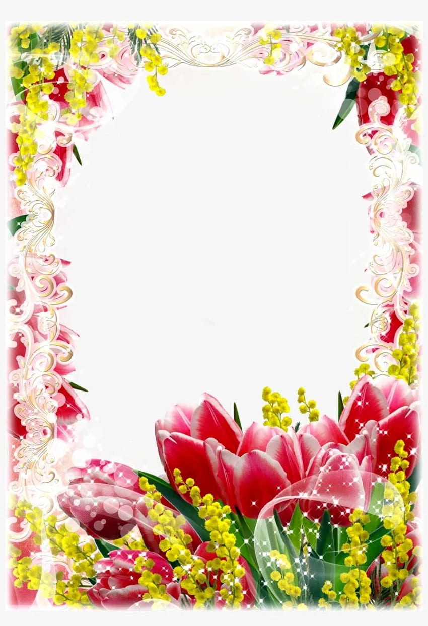 PNG Bingkai Bunga Merah Kuning - Bingkai Bunga Png - PNG Transparan wallpaper ponsel HD