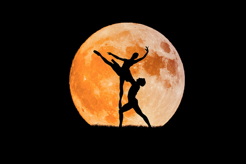 Moon, Vector, Silhouette, Ballet HD wallpaper