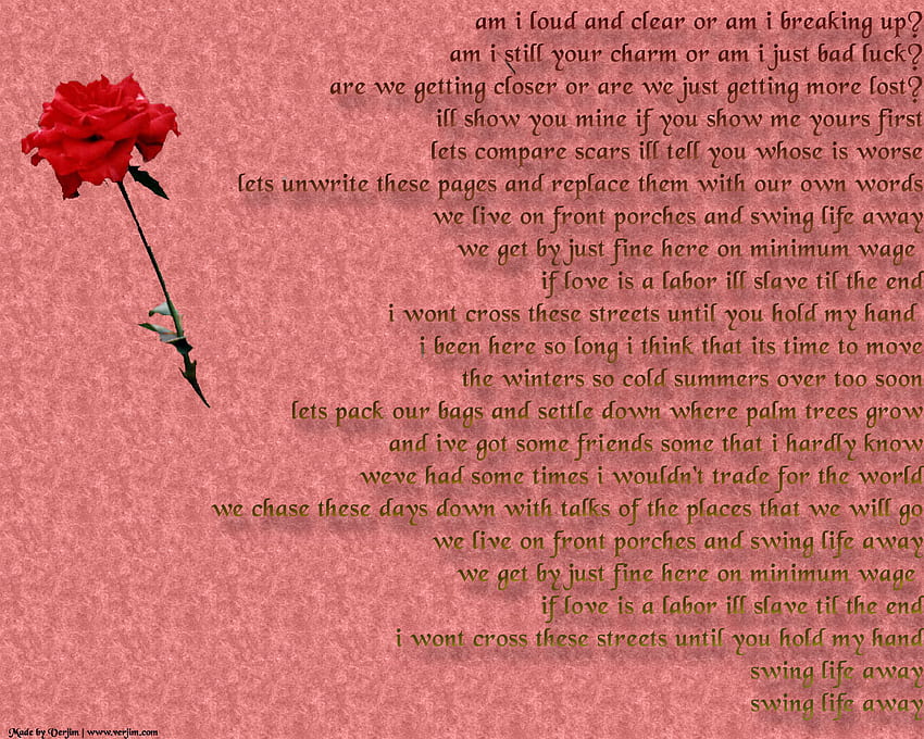 Swing 1, teksty, różowy, wiersz, czerwona róża, poezja Tapeta HD