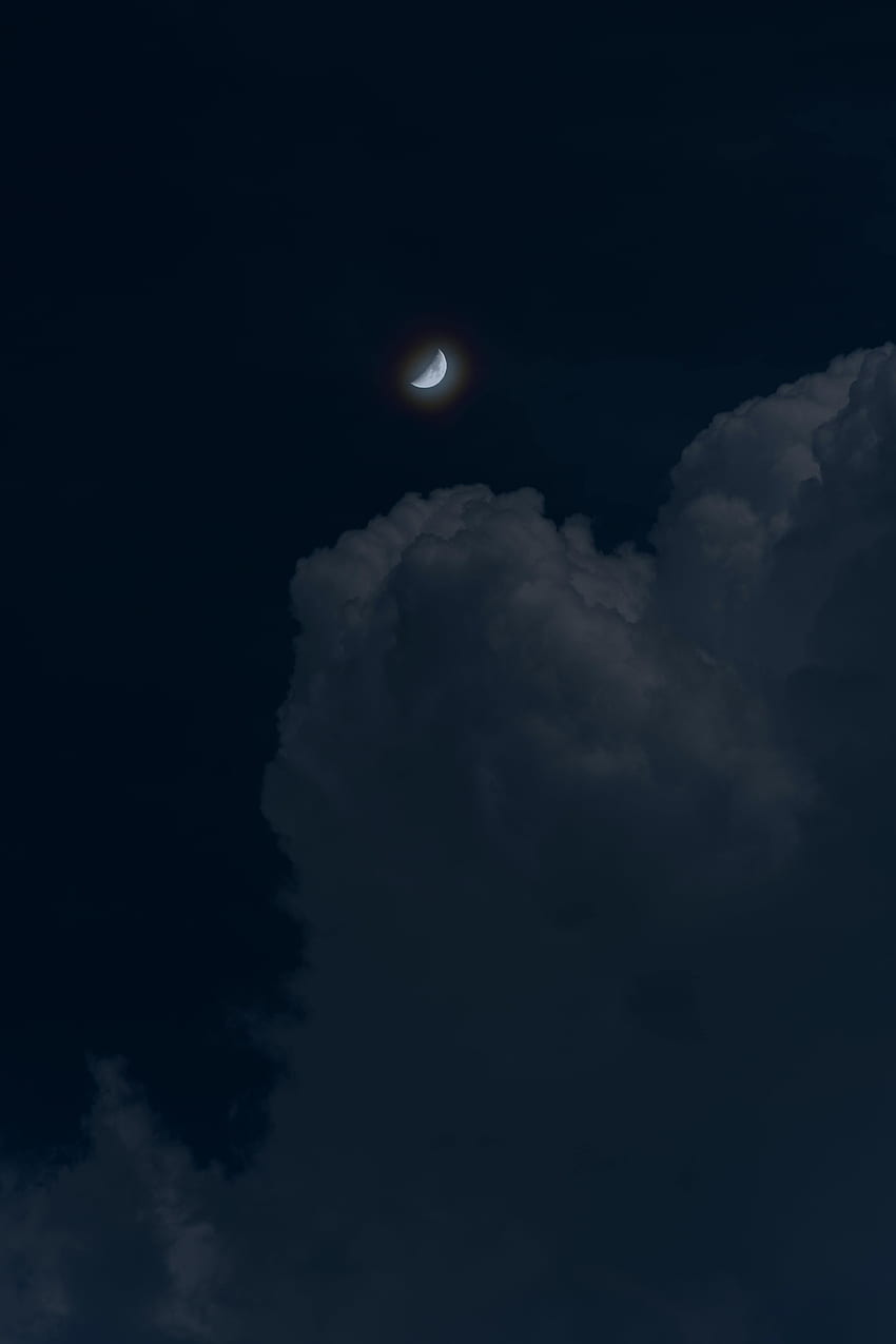 Sky, Night, Clouds, Moon, Dark HD phone wallpaper