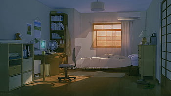 Free Vectors | Simple room anime background with bed and desk