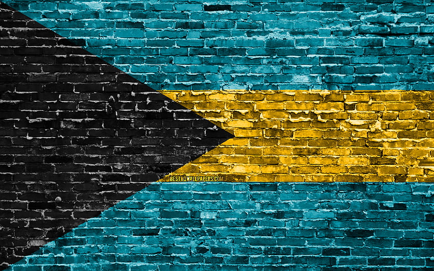 Bahamas flag, bricks texture, North America, national symbols, Flag of Bahamas, brickwall, Bahamas 3D flag, North American countries, Bahamas for with resolution . High Quality HD wallpaper