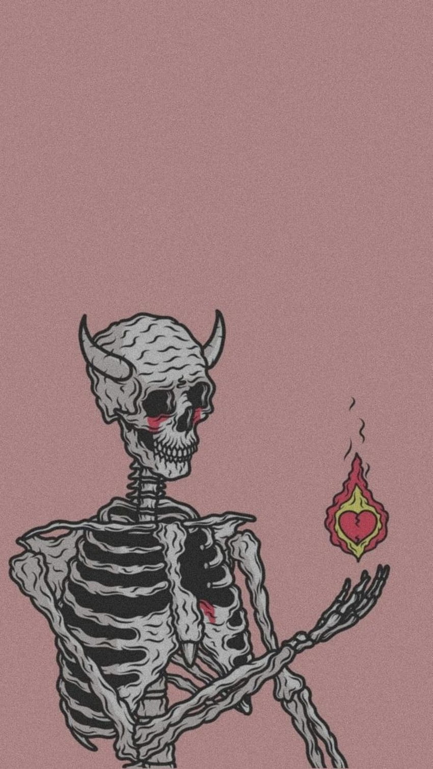 skeleton, flame in hand HD phone wallpaper