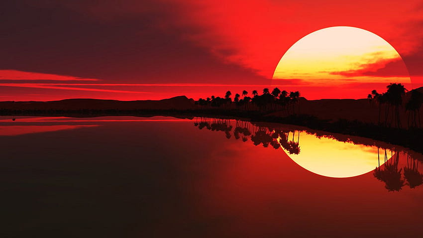 O melhor da natureza no sol nascente em alta resolução, sol vermelho papel de parede HD