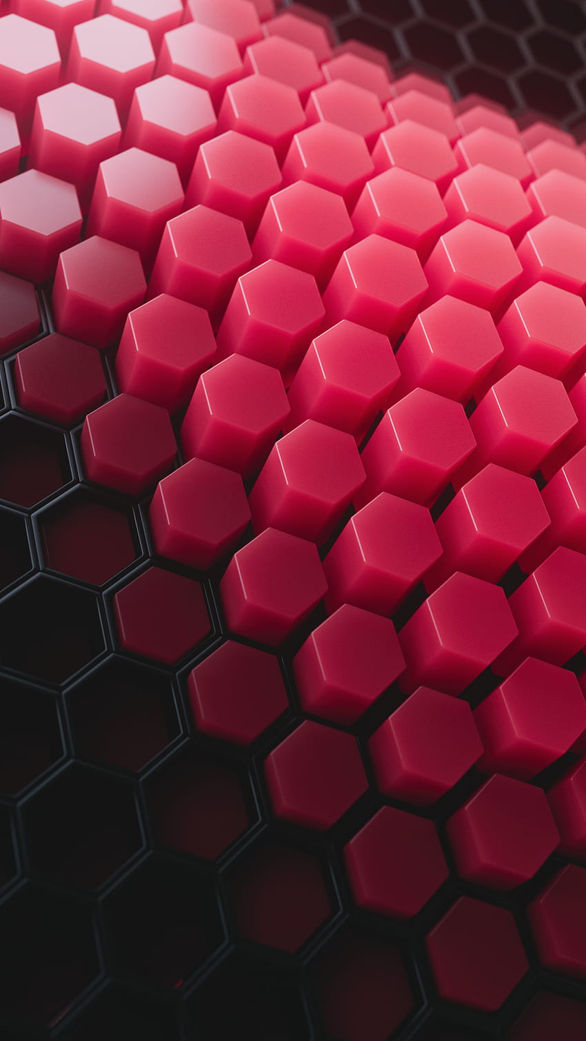 Hexagons , Patterns, Red background, Red blocks, Abstract, Black and Red Metallic HD phone wallpaper