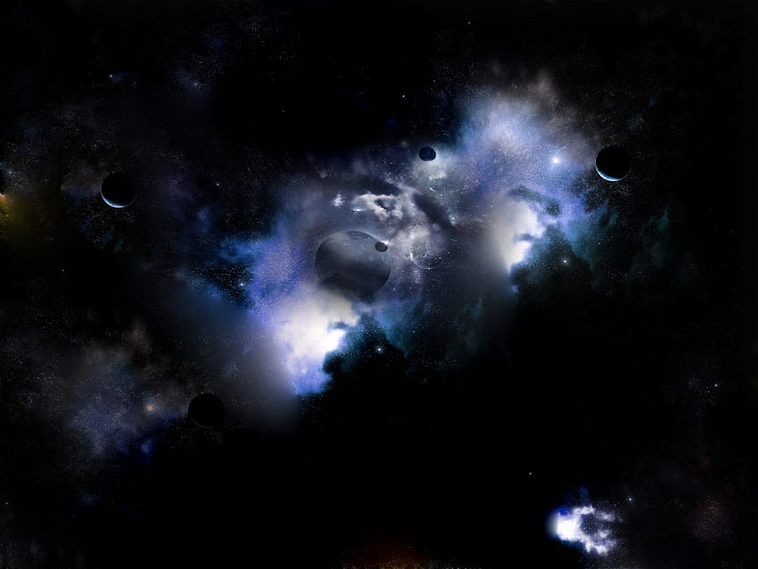 Deep Space, galaksi, planet, bulan, alam semesta, ruang angkasa, bintang Wallpaper HD