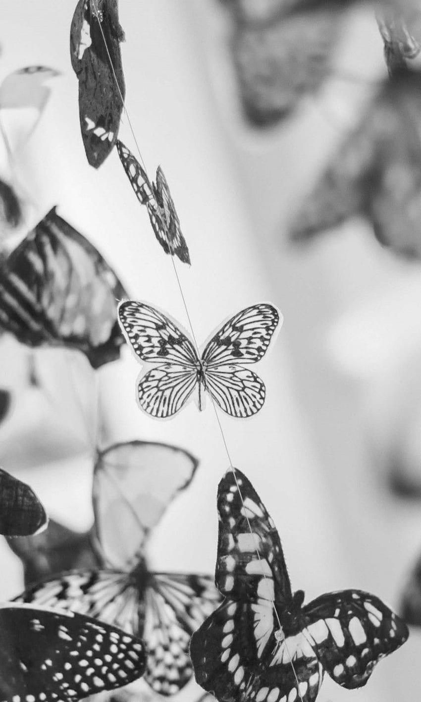 Free Vector  Hand drawn black and white butterflies background