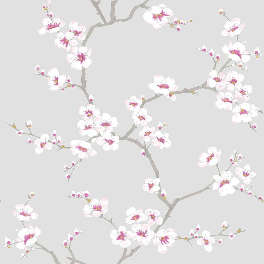 Fresco Apple Blossom Grey and Pink HD phone wallpaper