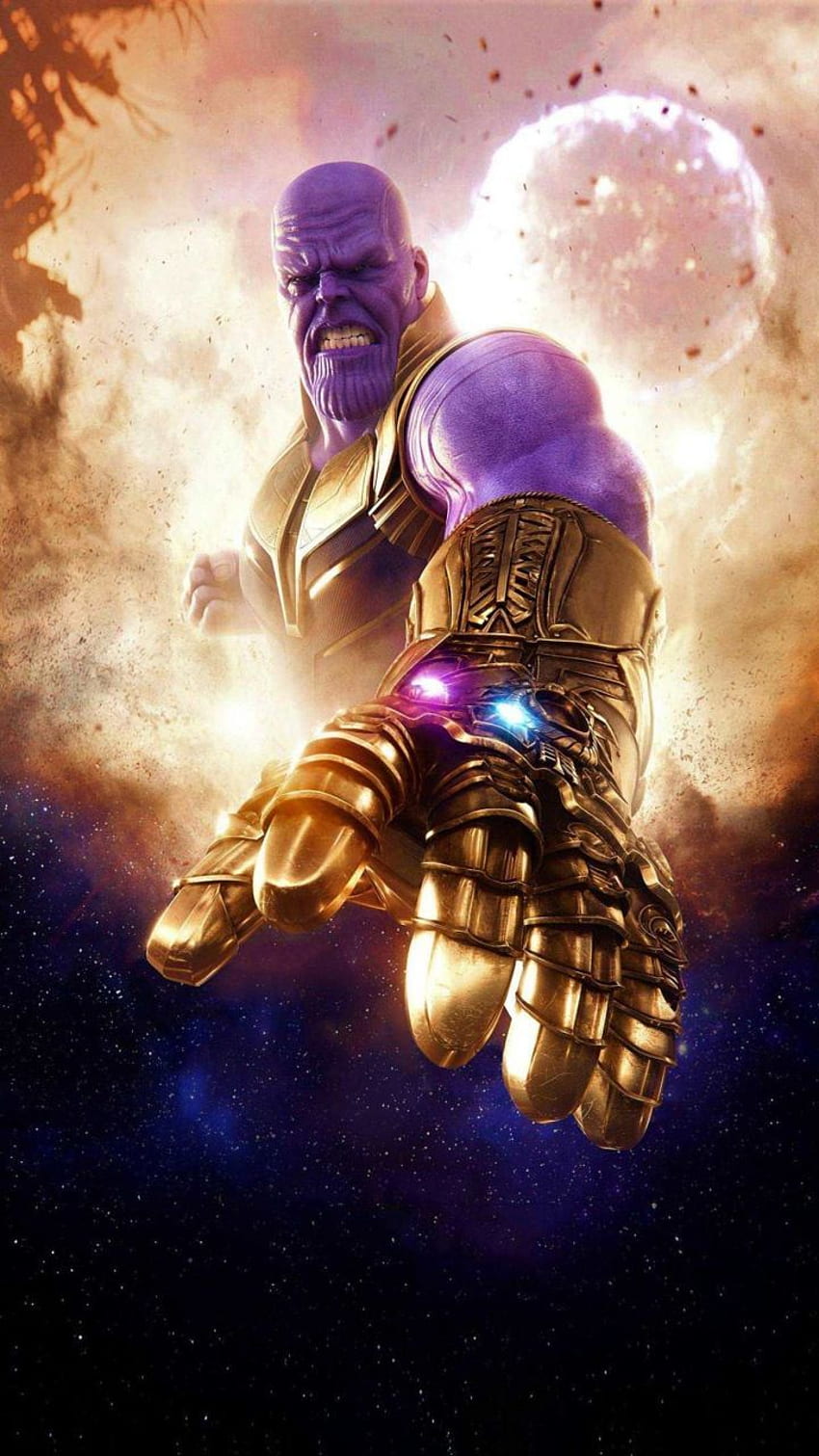Thanos, chmury, Avengers: wojna bez granic, złoczyńca, grafika, Thanos Snap Tapeta na telefon HD