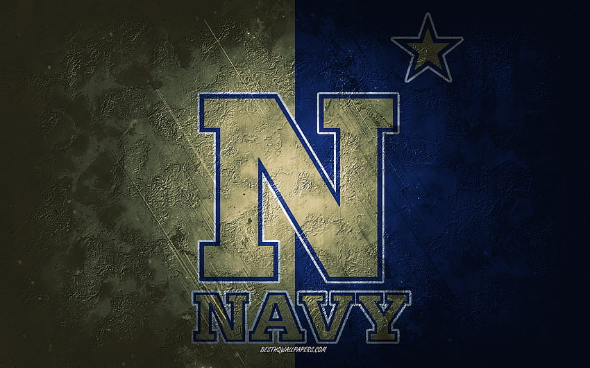 Navy Midshipmen, American football team, brown background, Navy Midshipmen logo, grunge art, NCAA, American football, USA, Navy Midshipmen emblem for with resolution . High Quality HD wallpaper