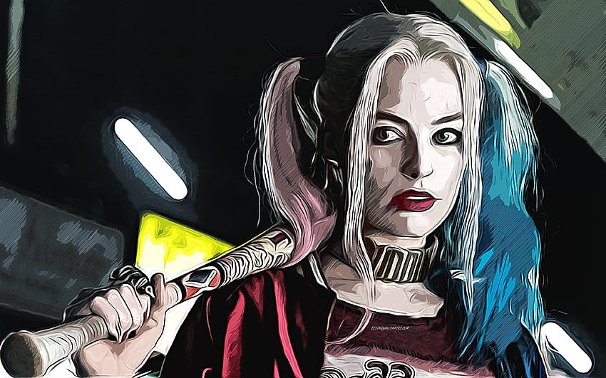 Harley Quinn, , vector art, Harley Quinn drawing, creative art, Harley Quinn art, vector drawing, Harley Quinn portrait HD wallpaper