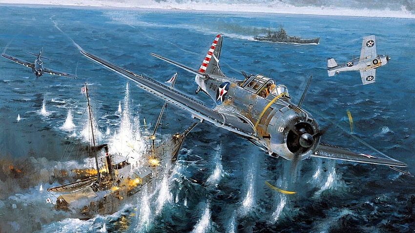 world war ii mcdonnell douglas dauntless dive bomber pacific military aircraft , Background HD wallpaper