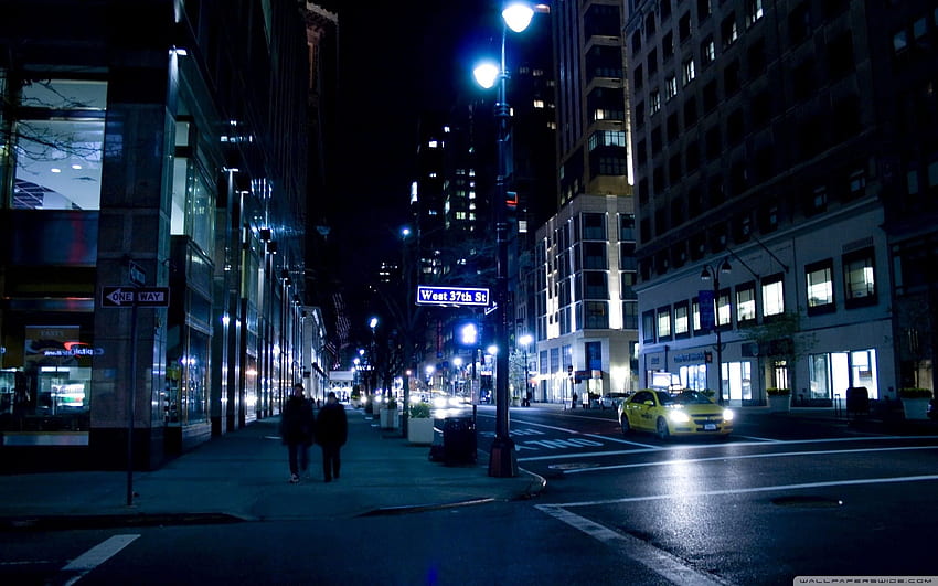 Street Night City, City Street View HD тапет