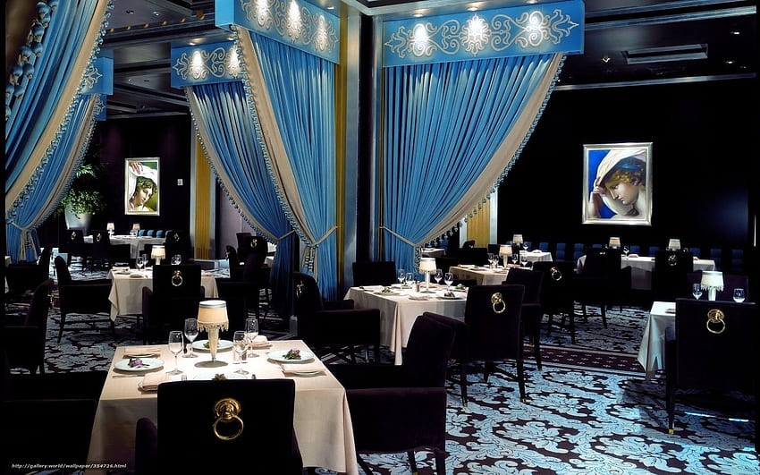 restaurant, interior, Blue, color in the resolution HD wallpaper