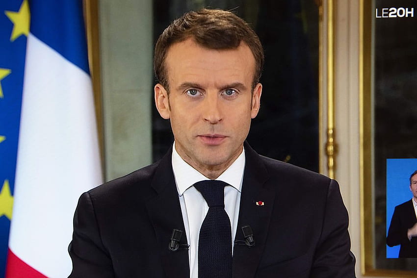 Macron 연설 : 프랑스 대통령, Emmanuel Macron의 폭력 시위를 진압하기위한 양보 발표 HD 월페이퍼