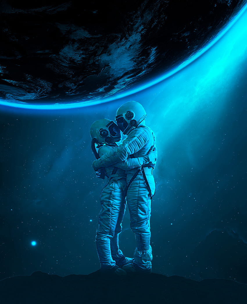 Liebe, Universum, Verschiedenes, Sonstiges, Umarmung, Kosmonauten, Astronauten HD-Handy-Hintergrundbild