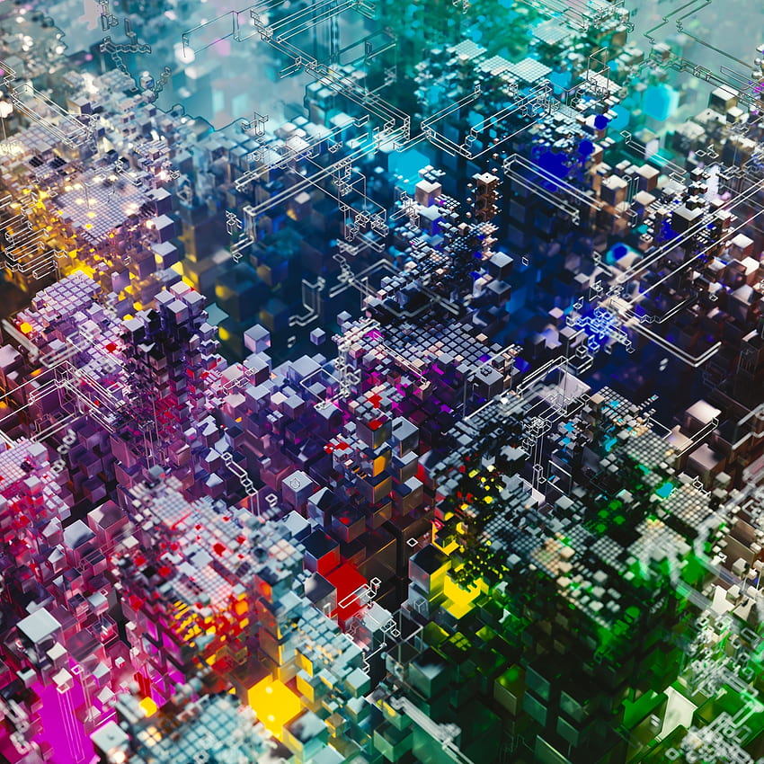 Particles, cubes, structure, colorful HD phone wallpaper
