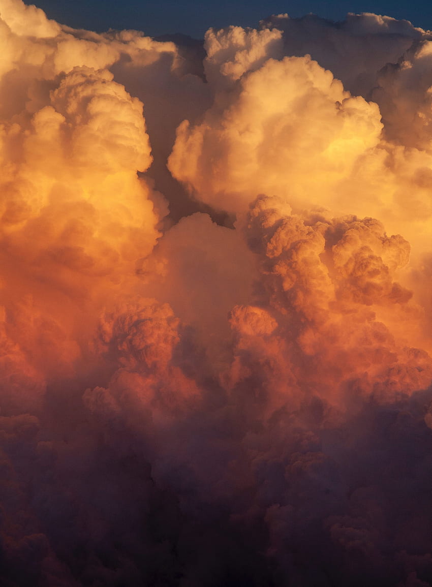 Clouds, orange, sky HD phone wallpaper
