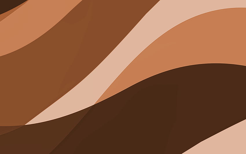 brown abstract waves, , minimal, brown wavy background, material design, abstract waves, brown background, creative, waves patterns for with resolution . High Quality, Minimalist Brown HD wallpaper