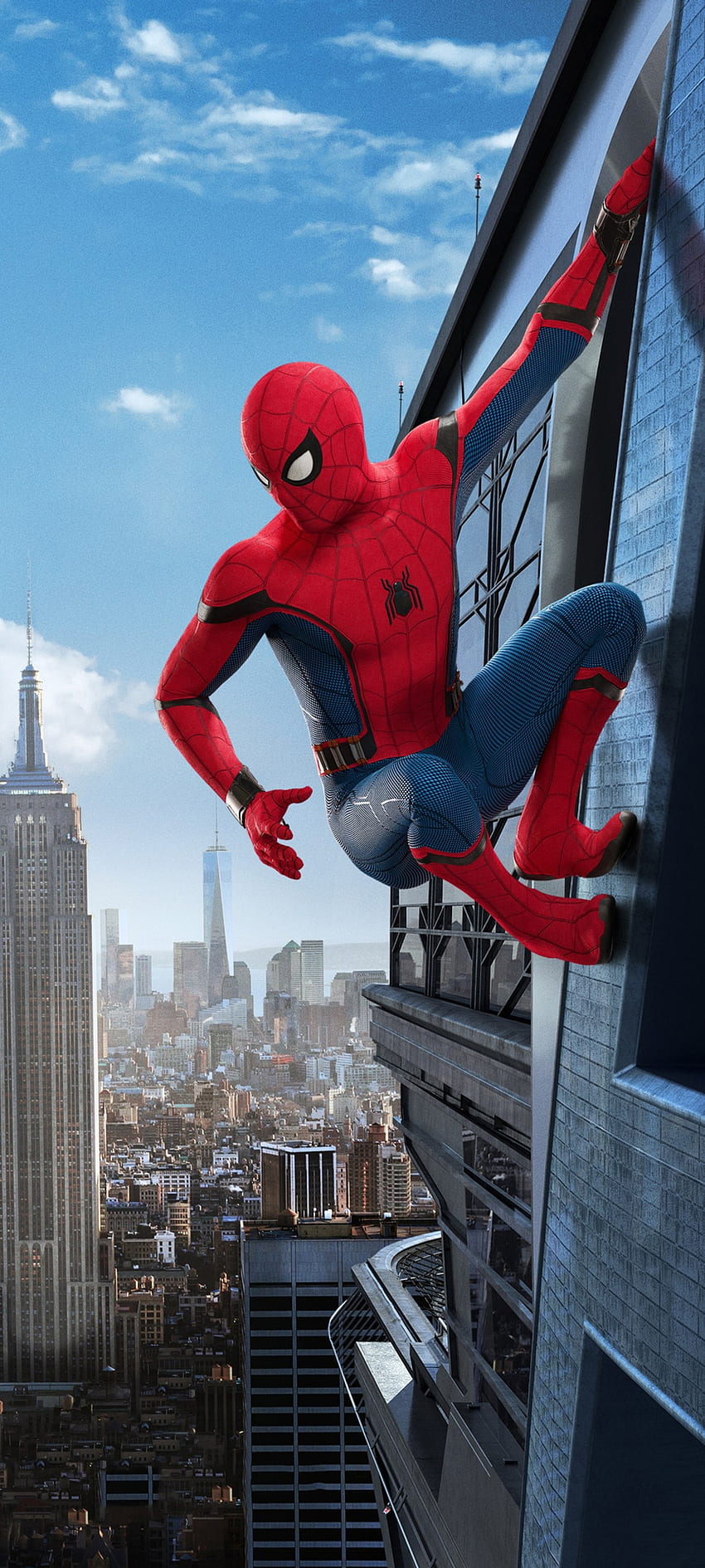 Spiderman - Homecoming, sky, art, movie, superhero, hero, cloud, red, marvel, blue, , drawing, , spider HD phone wallpaper
