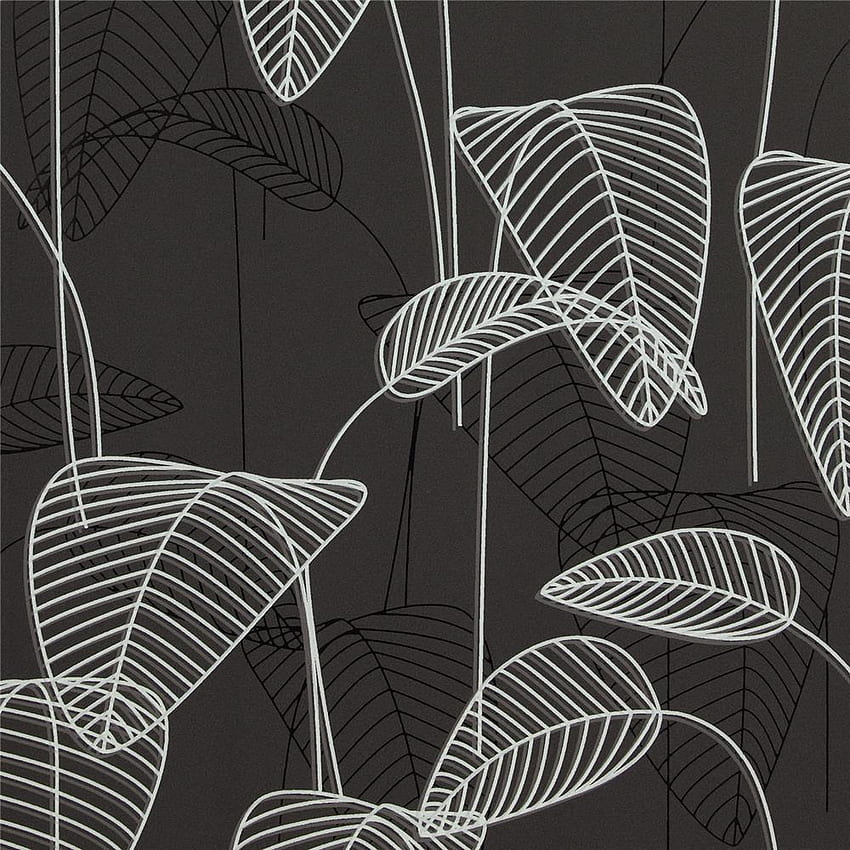 Galerie 219052 Stitch Black Leaf, Hoja en blanco y negro fondo de pantalla del teléfono