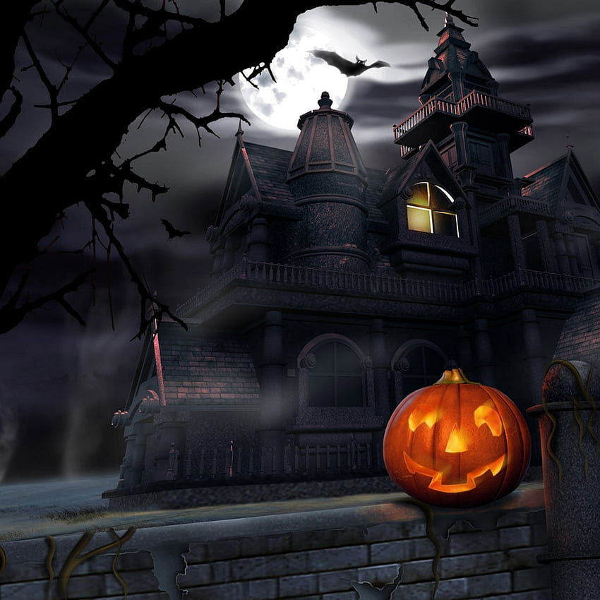 trik pesta halloween rumah berhantu atau rawat iPad Air , iPhone Rumah Berhantu wallpaper ponsel HD
