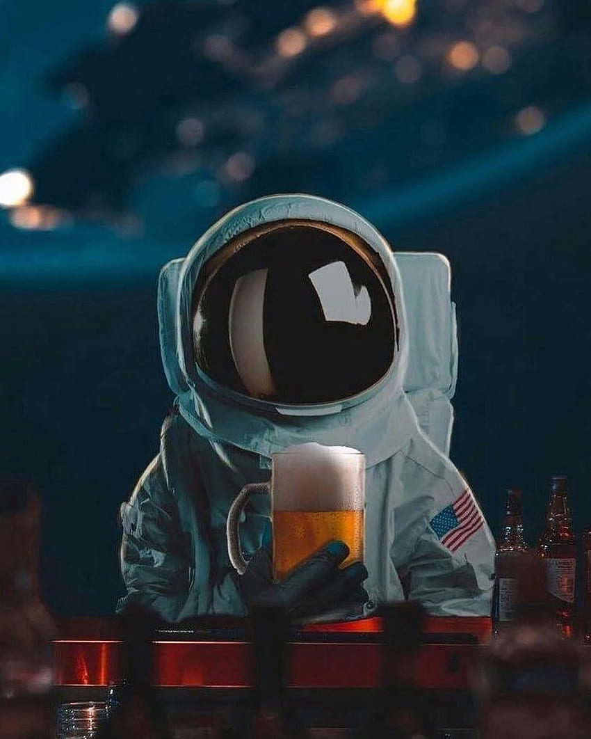 우주비행사와 맥주 HD 전화 배경 화면