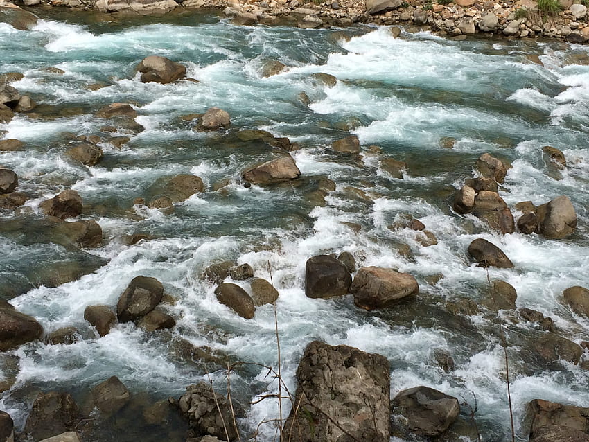 Turbulent rivers~, stone, turbulent, river, green HD wallpaper