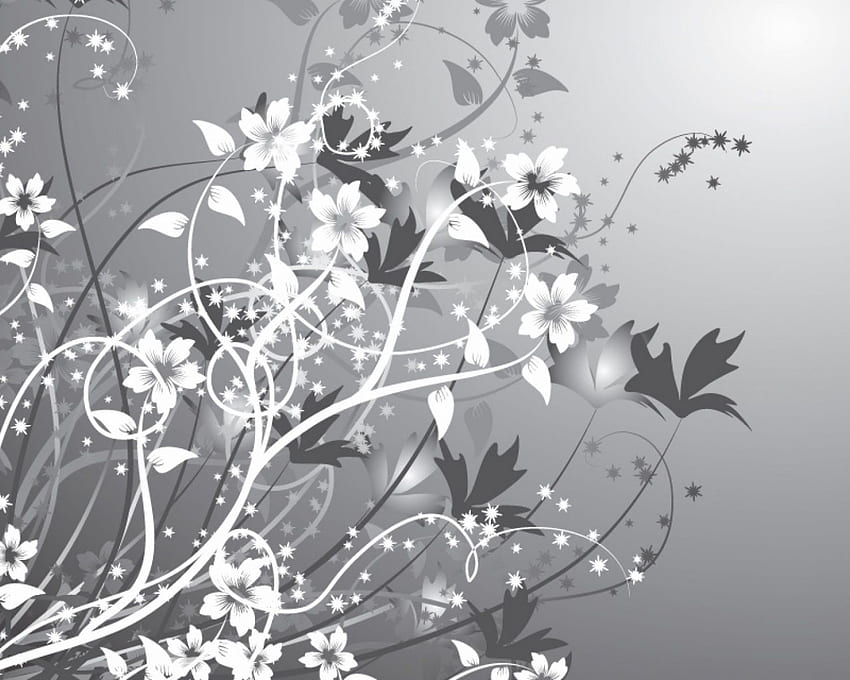 White & Gray Flowers Abstract PC and Mac HD wallpaper