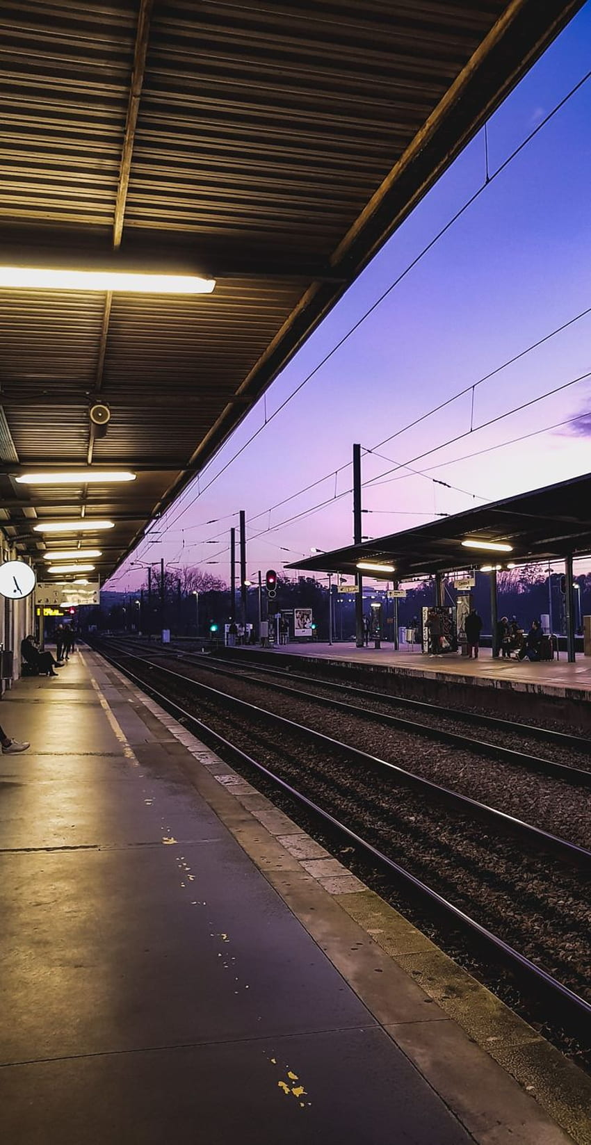 Purple Sunset in Coimbra B Train Station in Portugal. Coimbra