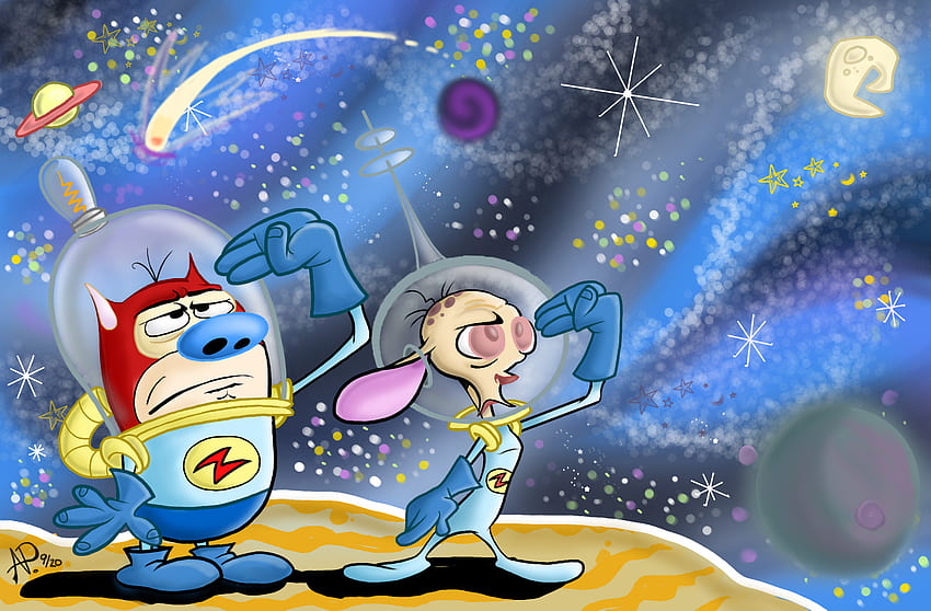 Ren & Stimpy in Space Madness in 2019. Cartoon drawings HD wallpaper