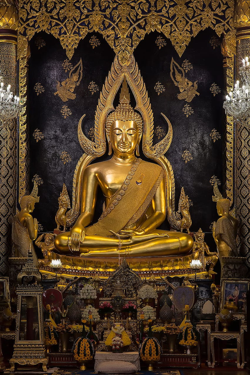 : Phra Buddha Chinnarat, Phitsanulok, Thailand, Kunst und Handwerk. Fackel, Buddhismus HD-Handy-Hintergrundbild