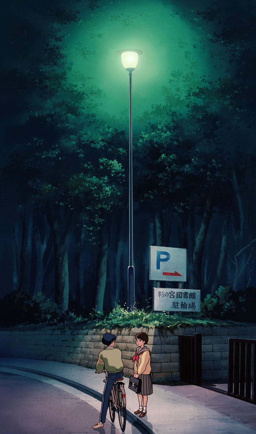 Flüstern des Herzens. Studio-Ghibli-Hintergrund, Anime-Landschaft, Ghibli-Grafik, Ghibli-Ästhetik HD-Handy-Hintergrundbild