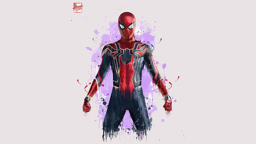 Spiderman, minimalny, Avengers: wojna bez granic, 2018, art Tapeta HD