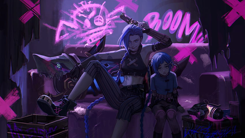 Arcane de fond violet Jinx Fond d'écran HD