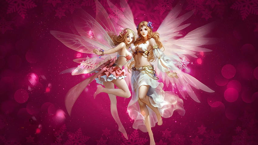Piękne anioły, skrzydła, sztuka, dziewczyna, piękny, anioł, anioły, kobieta, różowy, cyfrowy, fantasy, ładny, dziewczyny, kobiety Tapeta HD